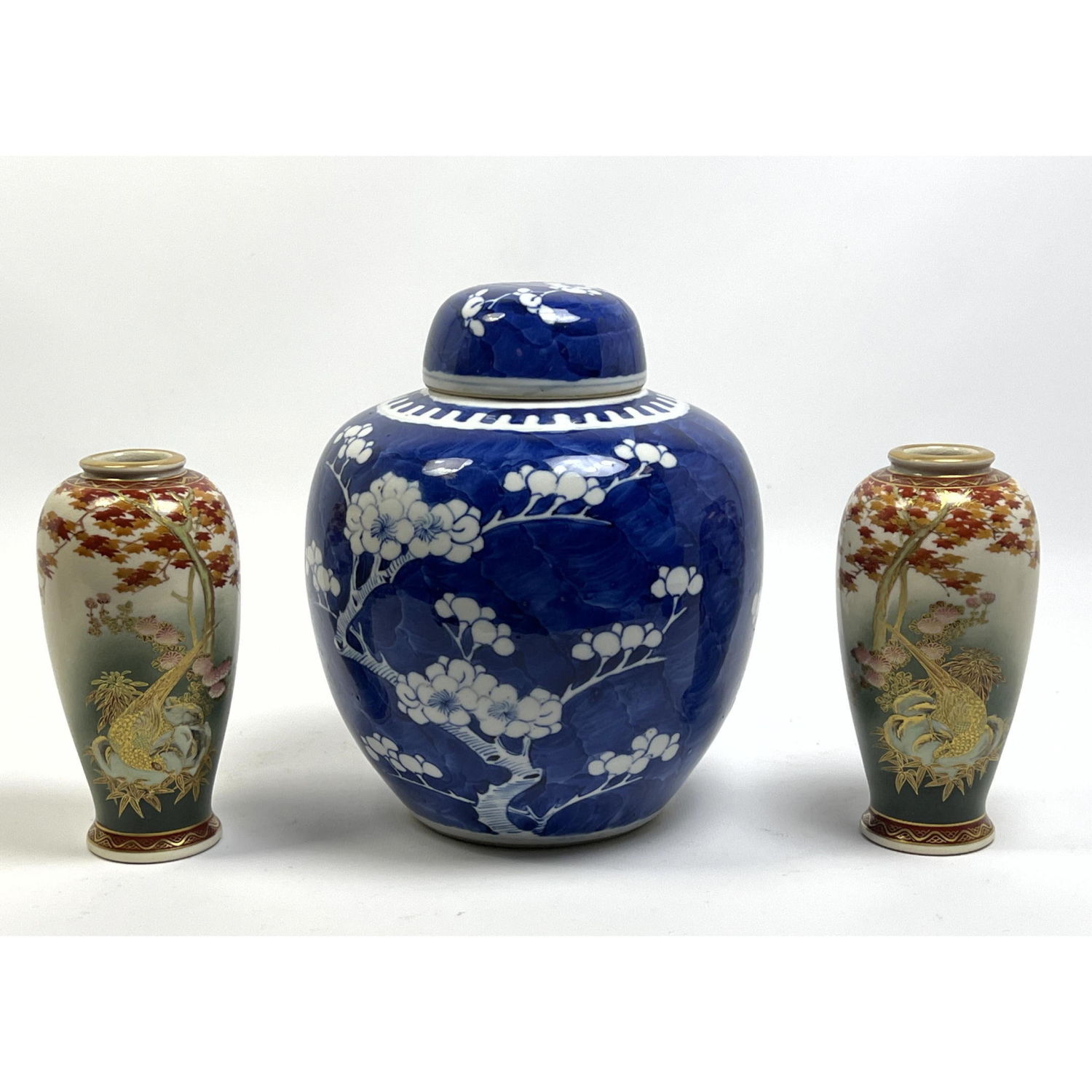 Appraisal: pc Asian Ceramic Vases Blue on White Ginger Jar with