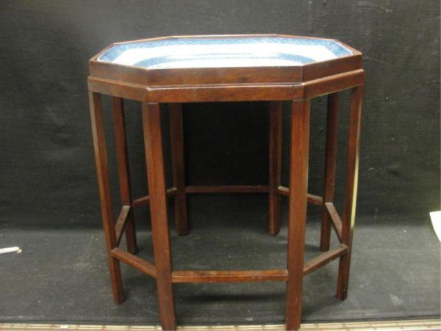 Appraisal: BAKER Mahogany End Table with Canton Style Insert From a