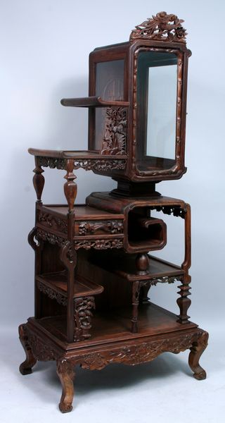 Appraisal: Very unusual early Chinese rosewood curio cabinet EST