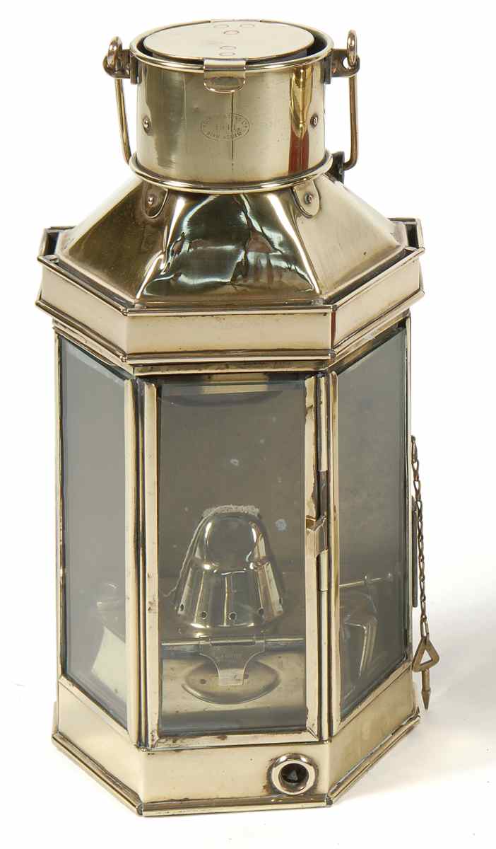 Appraisal: ENGLISH BRASS CABIN LANTERN By Bulpitt Sons Birmingham Carrying handle