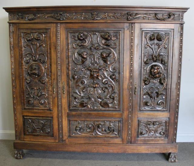 Appraisal: Antique Highly Carved Continental Cabinet From a Scarsdale NY estate