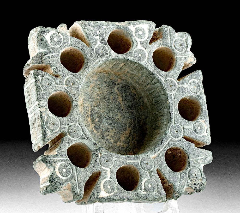 Appraisal: Bactrian Schist Cosmetic Dish Ancient Central Asia Bactria ca to