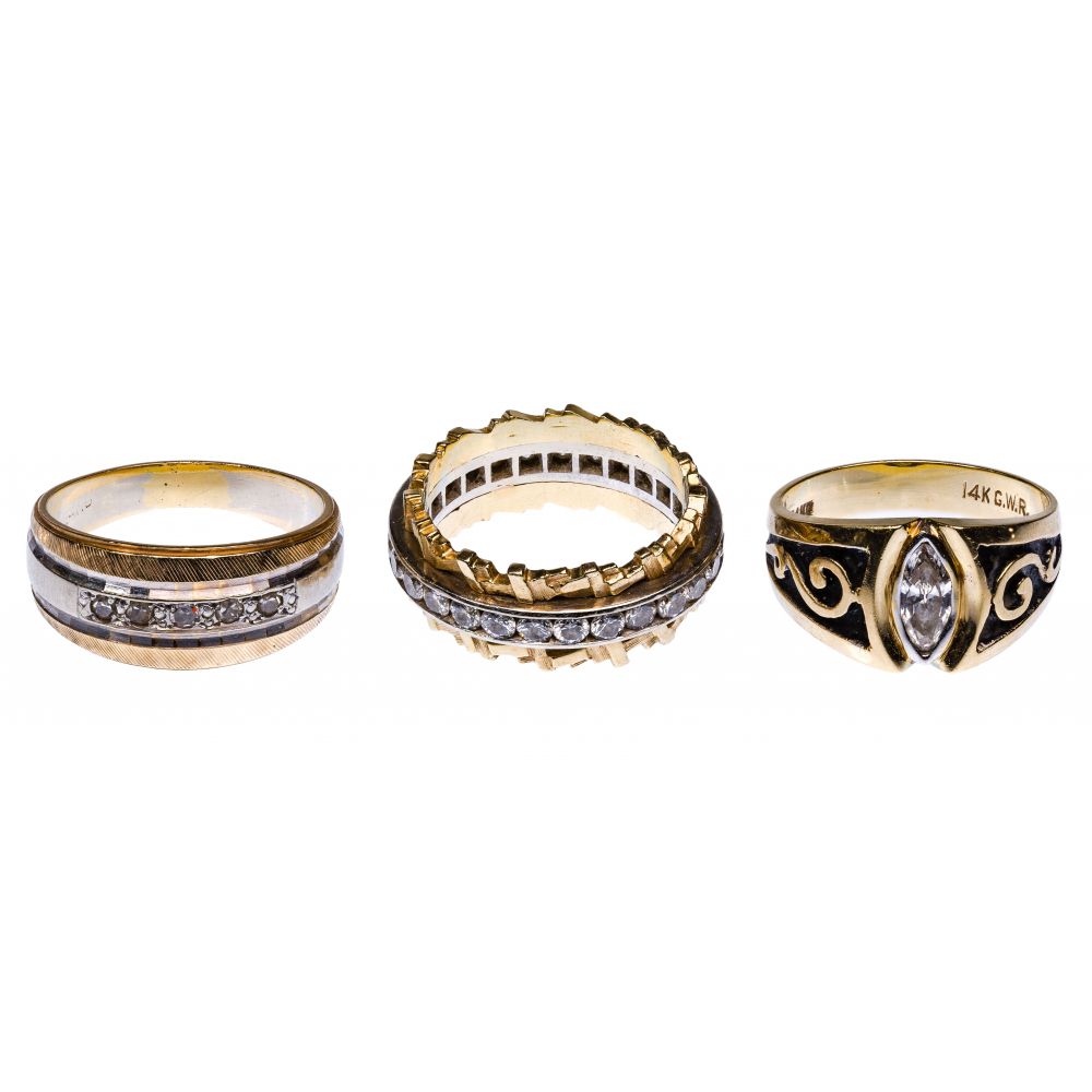 Appraisal: K YELLOW GOLD AND DIAMOND RING ASSORTMENT rings including having