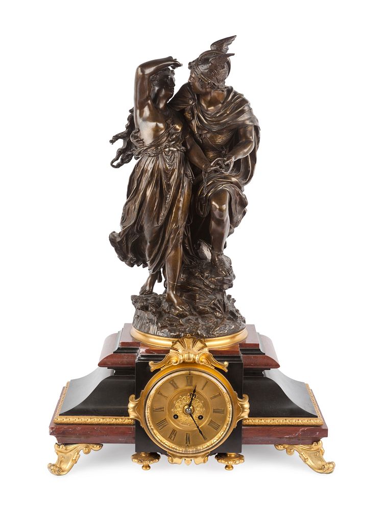 Appraisal: A French Gilt and Patinated Bronze and Marble Mantel Clock