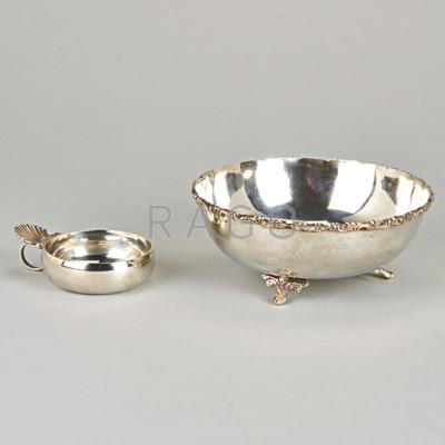 Appraisal: TWO PIECES OF MEXICAN SILVER HOLLOWWARE Scroll footed bowl with