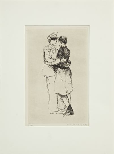 Appraisal: Raphael Soyer Russian American - Soldier and Woman Embracing limited