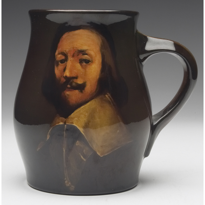 Appraisal: Good Rookwood handled vessel Standard glaze with well executed portrait