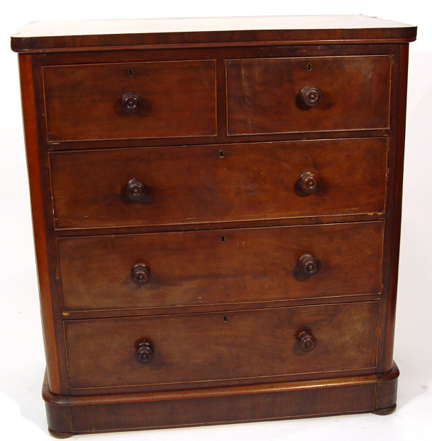 Appraisal: Victorian mahogany chest fitted with two short and three long