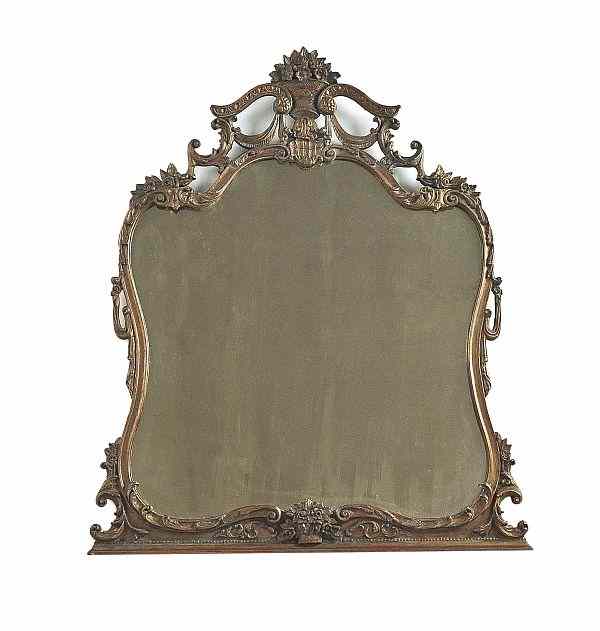 Appraisal: Carved giltwood mirror mid th c with a floral basket