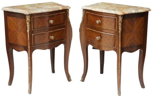 Appraisal: pair Italian Louis XV style rosewood nightstands th c having