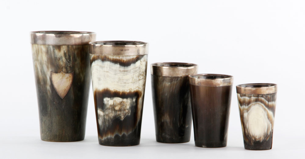 Appraisal: - Set of Nested English Horn Cups Set of five