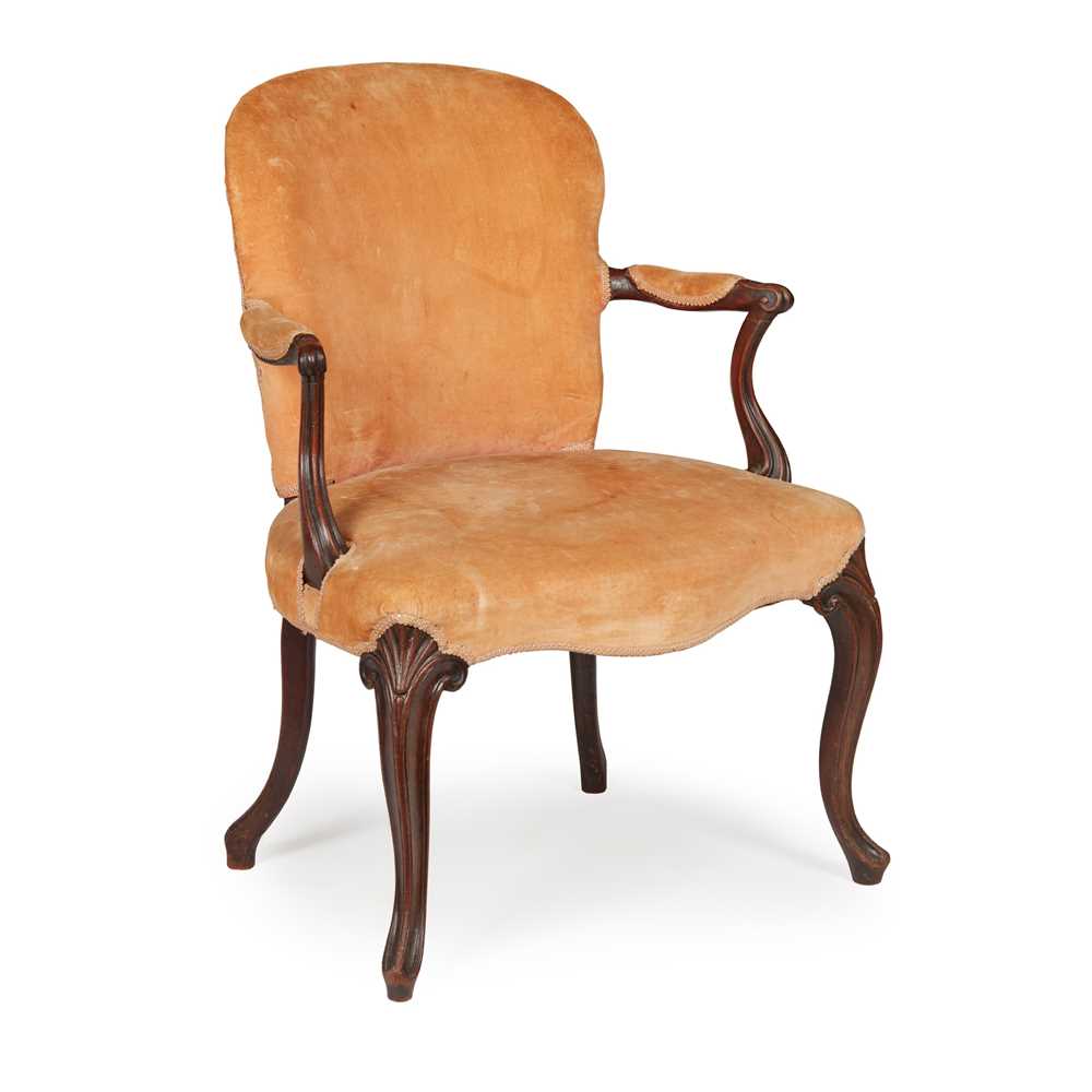 Appraisal: GEORGE III MAHOGANY ARMCHAIR TH CENTURY in the Hepplewhite style