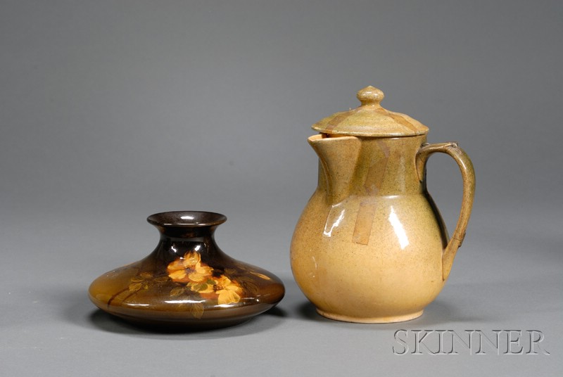 Appraisal: Rookwood Pottery Teapot and Vase teapot decorated by Alfred Brennan