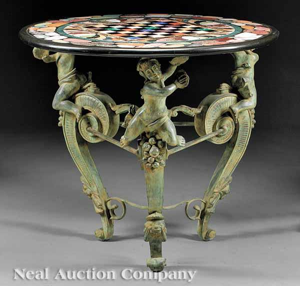 Appraisal: A Neoclassical-Style Bronze and Specimen Marble Center Table the top