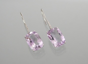 Appraisal: A Pair of Amethyst and Diamond Earrings k white gold