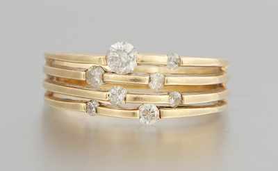 Appraisal: A Contemporary Design Diamond Ring k yellow gold ring with