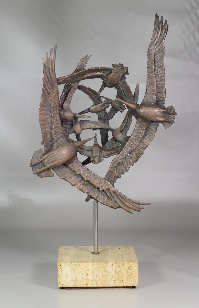 Appraisal: Robert Cook American - bronze sculpture Birds in Flight w