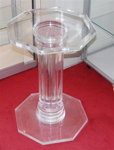 Appraisal: CLEAR PERSPEX COLUMN CONTEMPORARY with broad octagonal top on cylindrical