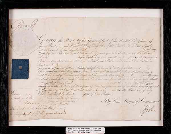 Appraisal: George III DS Appointment of John Darke as Lieutenant George