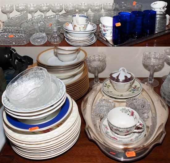 Appraisal: Large assortment of molded and pressed glass articles including stemware