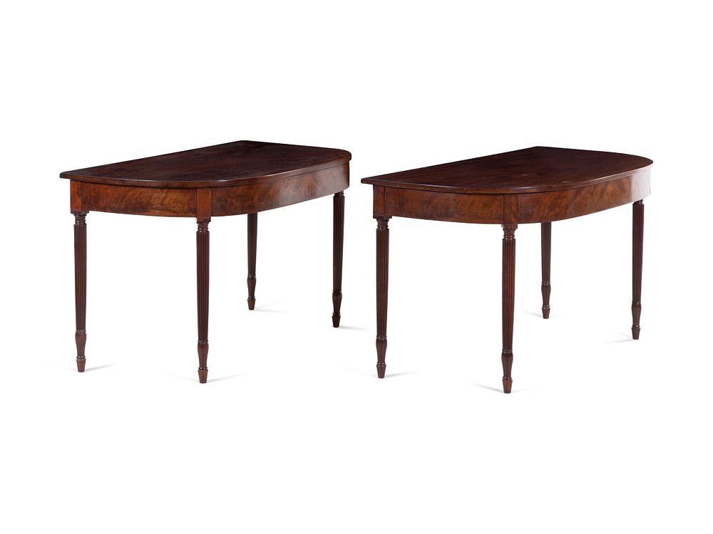 Appraisal: A Pair of Federal Mahogany Demilune Tables A Pair of