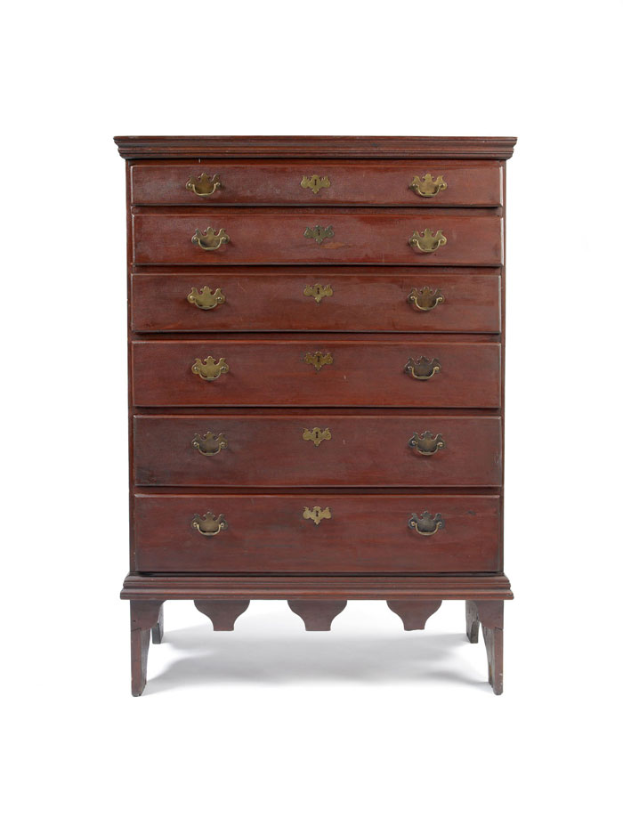 Appraisal: CONNECTICUT QUEEN ANNE RED STAINED MAPLE TALL-CHEST ON FRAME CIRCA