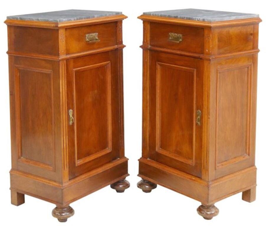 Appraisal: pair Italian walnut bedside cabinets late th c having rectangular