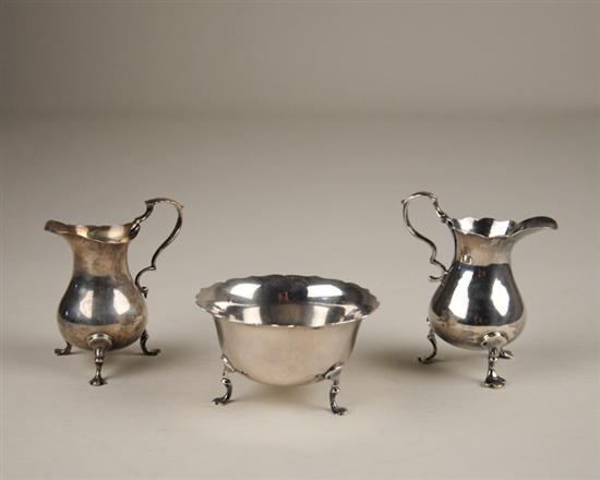 Appraisal: Three Pieces of English Sterling a matched Birmingham cream jug