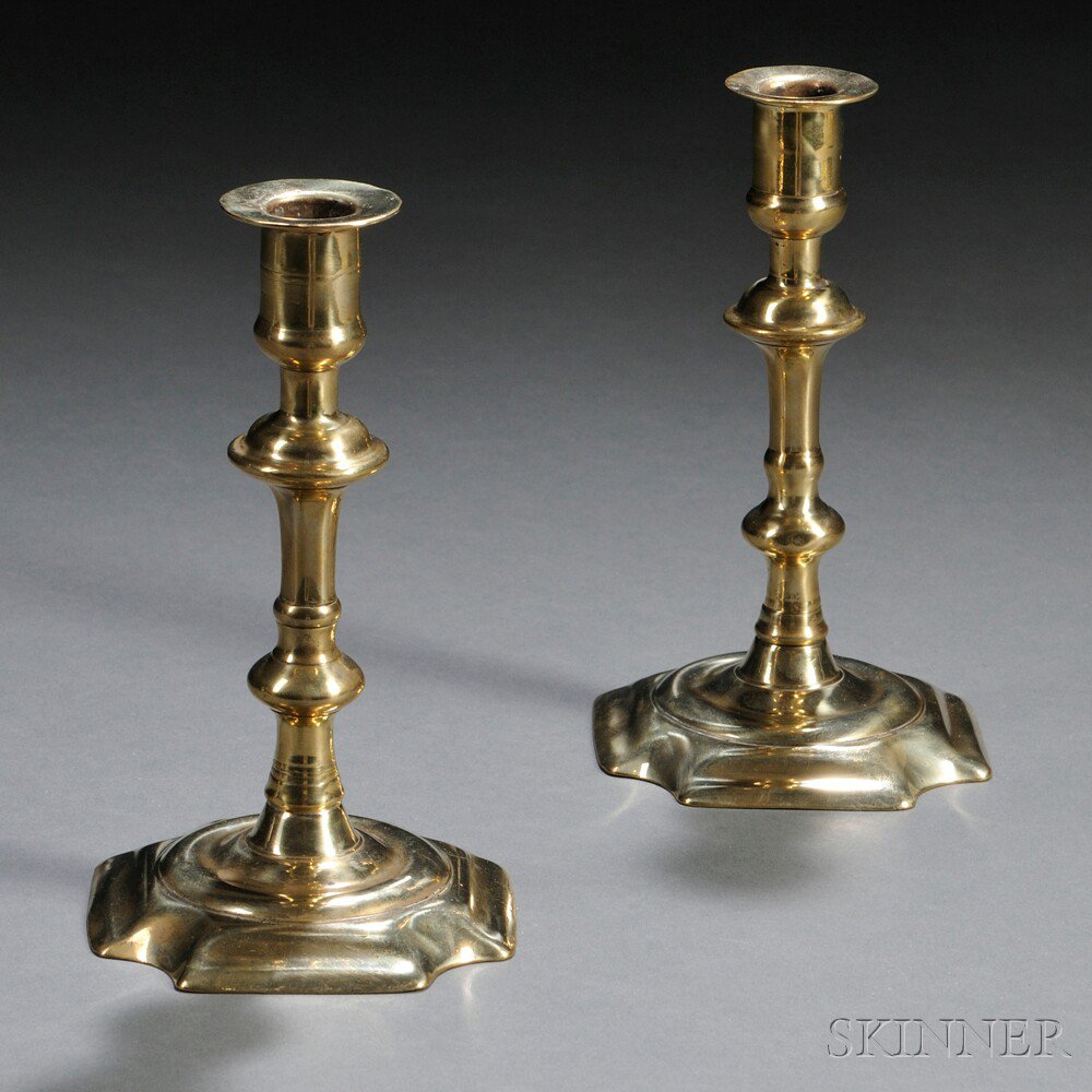 Appraisal: Pair of George II Brass Candlesticks England c each with