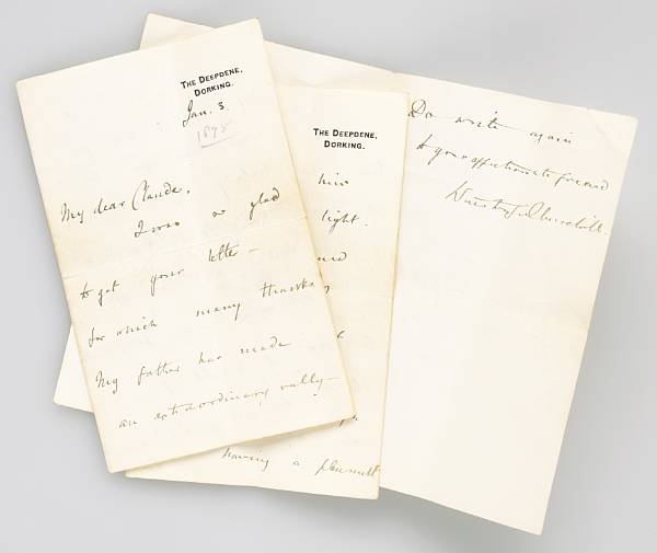 Appraisal: CHURCHILL WINSTON LEONARD SPENCER SIR - RARE EARLY CHURCHILL LETTER