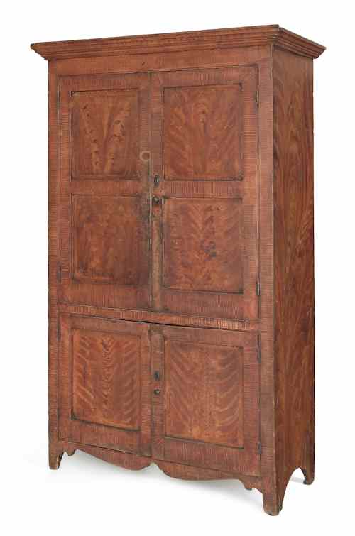 Appraisal: New Jersey painted pine wall cupboard ca with a stepped