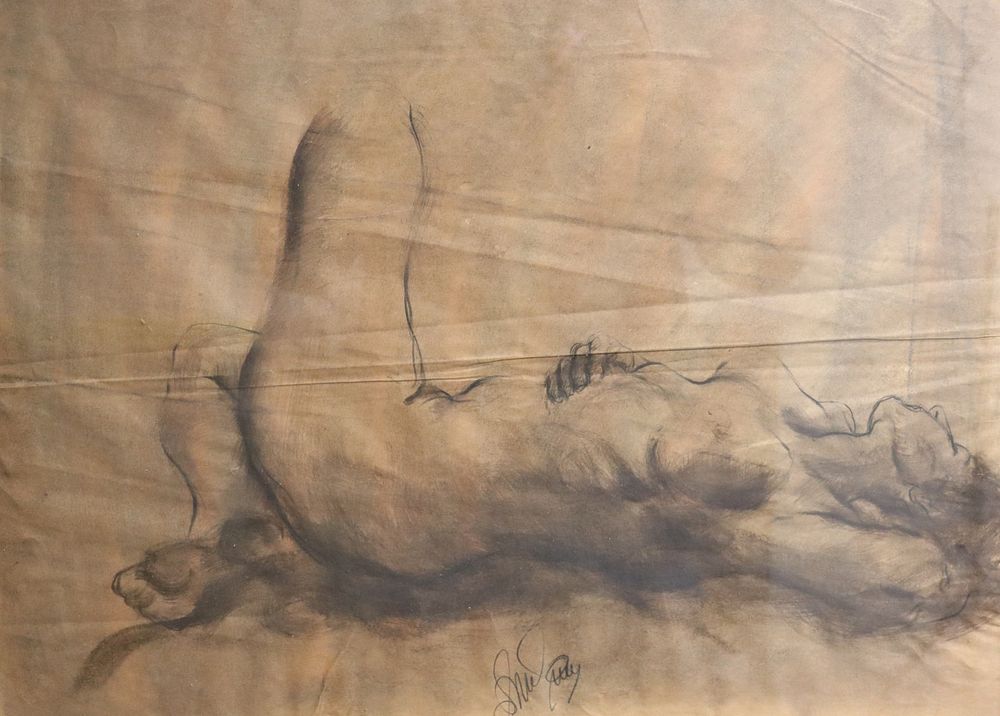 Appraisal: Illegibly Signed Pencil Of Reclining Nude From a Westchester storage