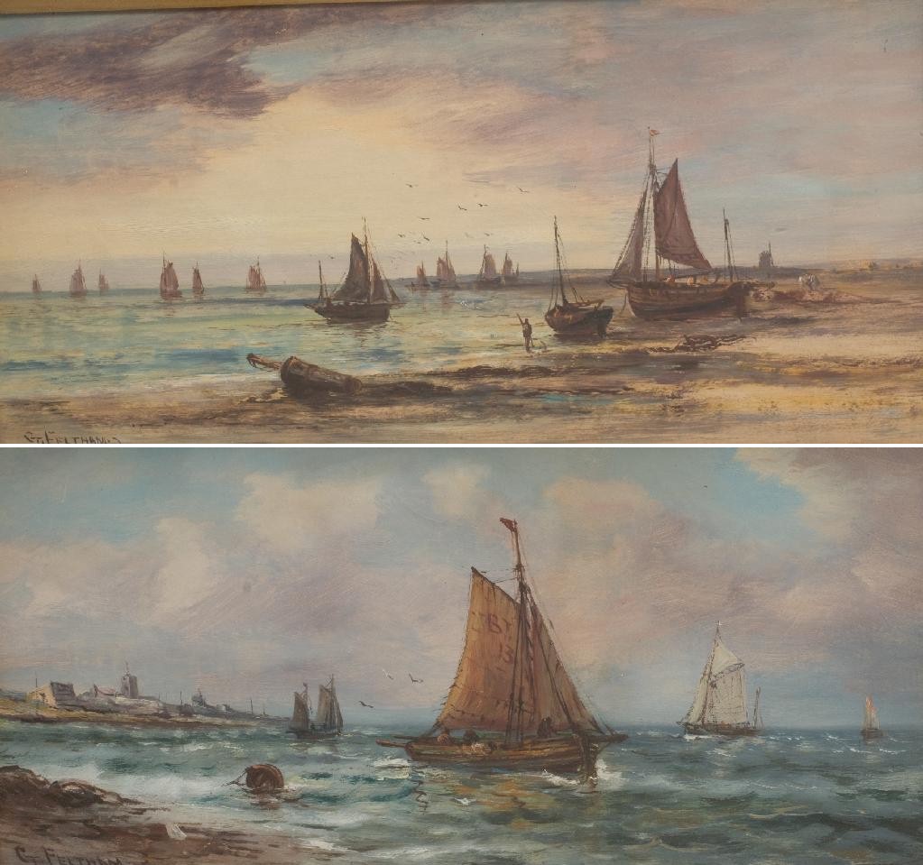 Appraisal: G FELTHAM COASTAL SHIPPING A PAIR each signed lower left