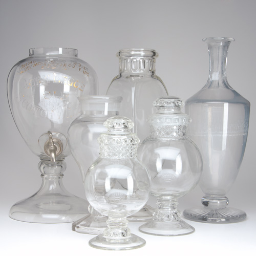 Appraisal: APOTHECARY Eighteen assorted glass jars th - th C A