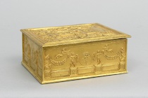 Appraisal: An Ornate Dore Humidor A richly embellished dore metal box