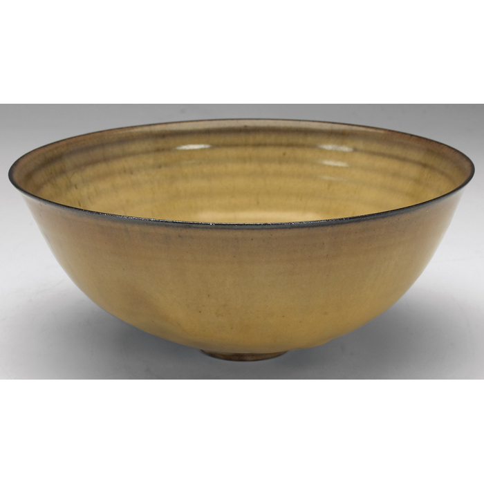 Appraisal: Natzler bowl C flaring form in dark brown clay covered