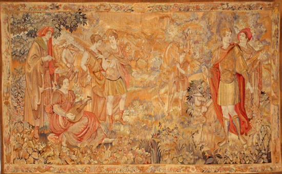 Appraisal: Aubusson Tapestry Late th Century Depicting classical figures and animals