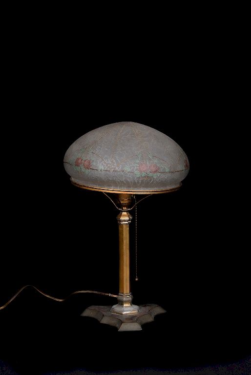 Appraisal: Handel Lamp Signed Obverse Painted Mushroom Shade Handel Lamp Signed