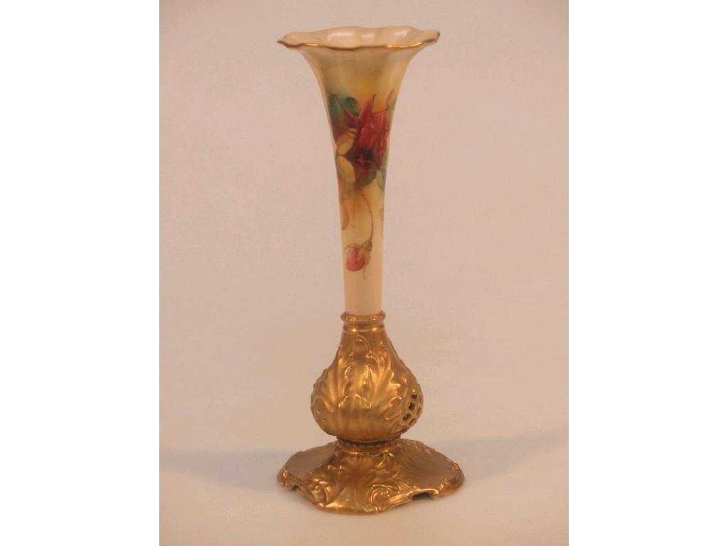 Appraisal: A Royal Worcester specimen vase of trumpet shape with a