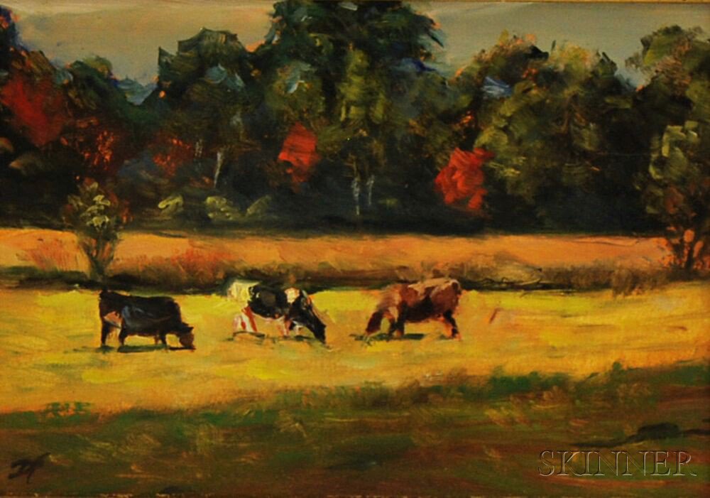 Appraisal: Attributed to Moshe Rosenthalis Lithuanian Israeli - Cows Grazing in