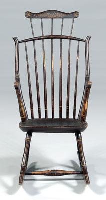 Appraisal: American Windsor rocking chair comb back with anthemion stenciled decoration