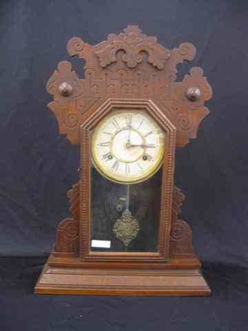 Appraisal: Waterbury Gingerbread Clock roman numeral dial '' tall working