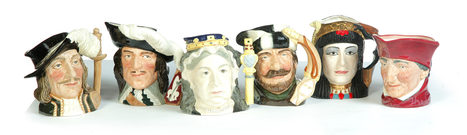 Appraisal: SIX ROYAL DAULTON CHARACTER JUGS England nd half- th century