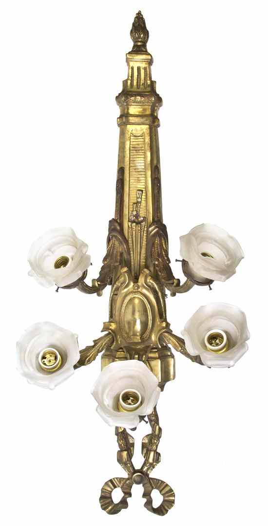 Appraisal: A Louis XVI Style Gilt Bronze Five-Light Sconce having a