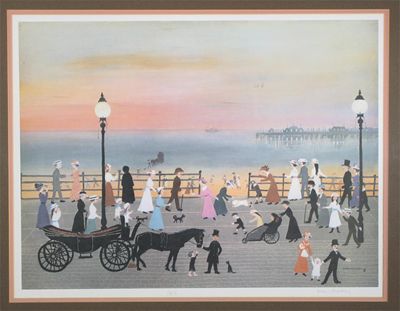 Appraisal: After Helen Bradley Evening on the Promenade Signed in pencil