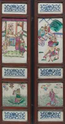 Appraisal: A Framed Series of Chinese Porcelian Decorated Plaques Six rectangular