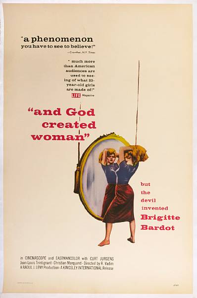 Appraisal: And God Created Woman Kingsley-International Pictures Inc one-sheet condition B