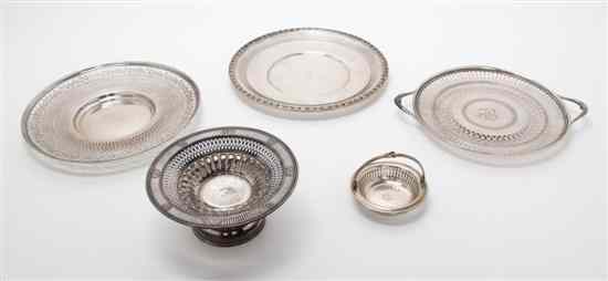 Appraisal: A Group of Five American Sterling Silver Reticulated Articles comprising