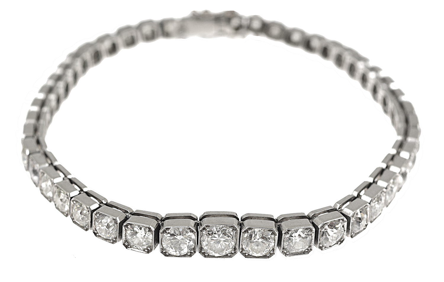 Appraisal: A DIAMOND LINE BRACELET Featuring forty five graduated old European