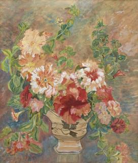 Appraisal: B F Guinn Still Life of Flowers in a Ceramic